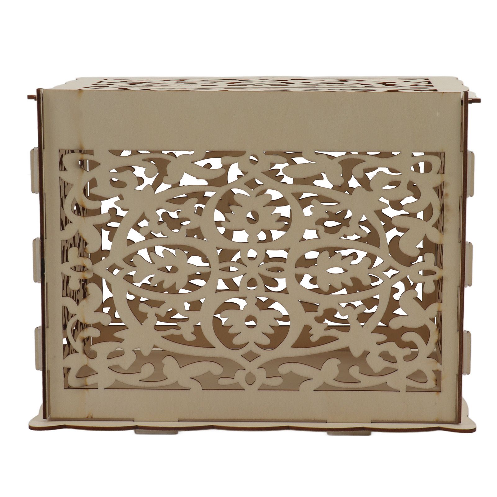 DIY Hollow Wooden Box Gift Card Money Case Wedding Reception Decoration Box view 2