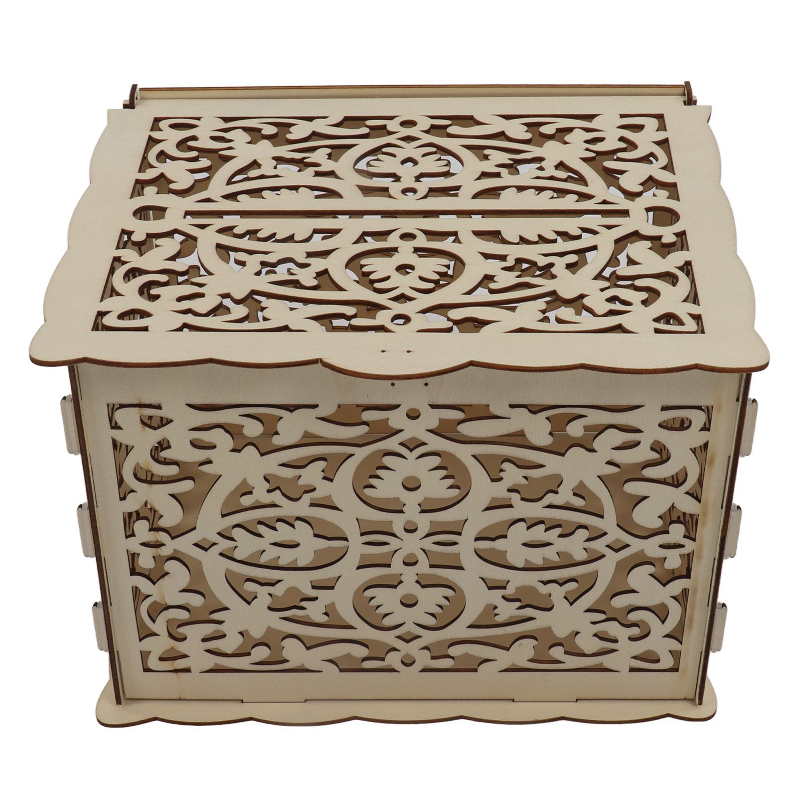 DIY Hollow Wooden Box Gift Card Money Case Wedding Reception Decoration Box view 3