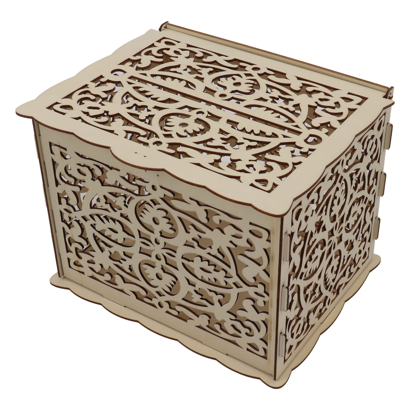 DIY Hollow Wooden Box Gift Card Money Case Wedding Reception Decoration Box view 4