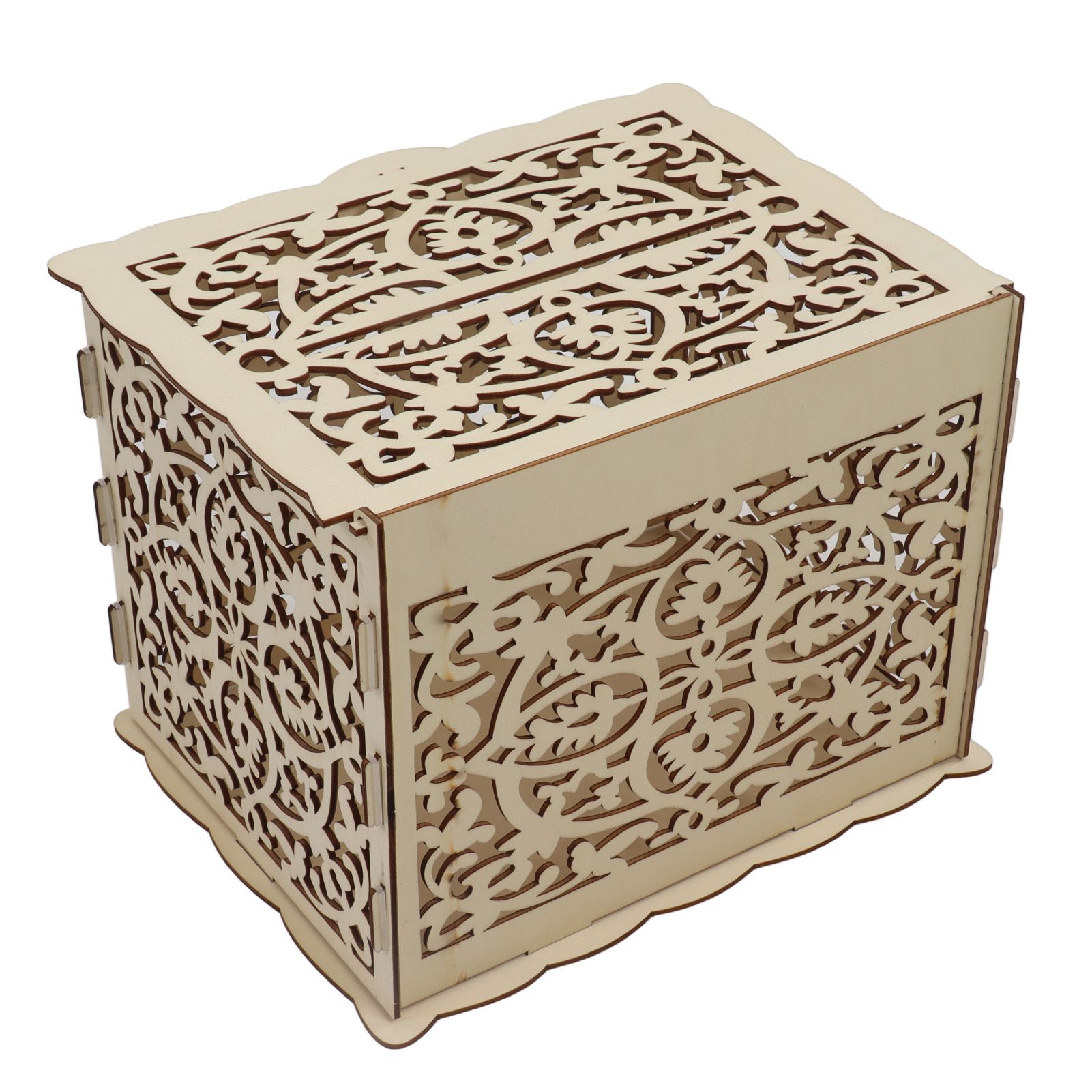 DIY Hollow Wooden Box Gift Card Money Case Wedding Reception Decoration Box view 5