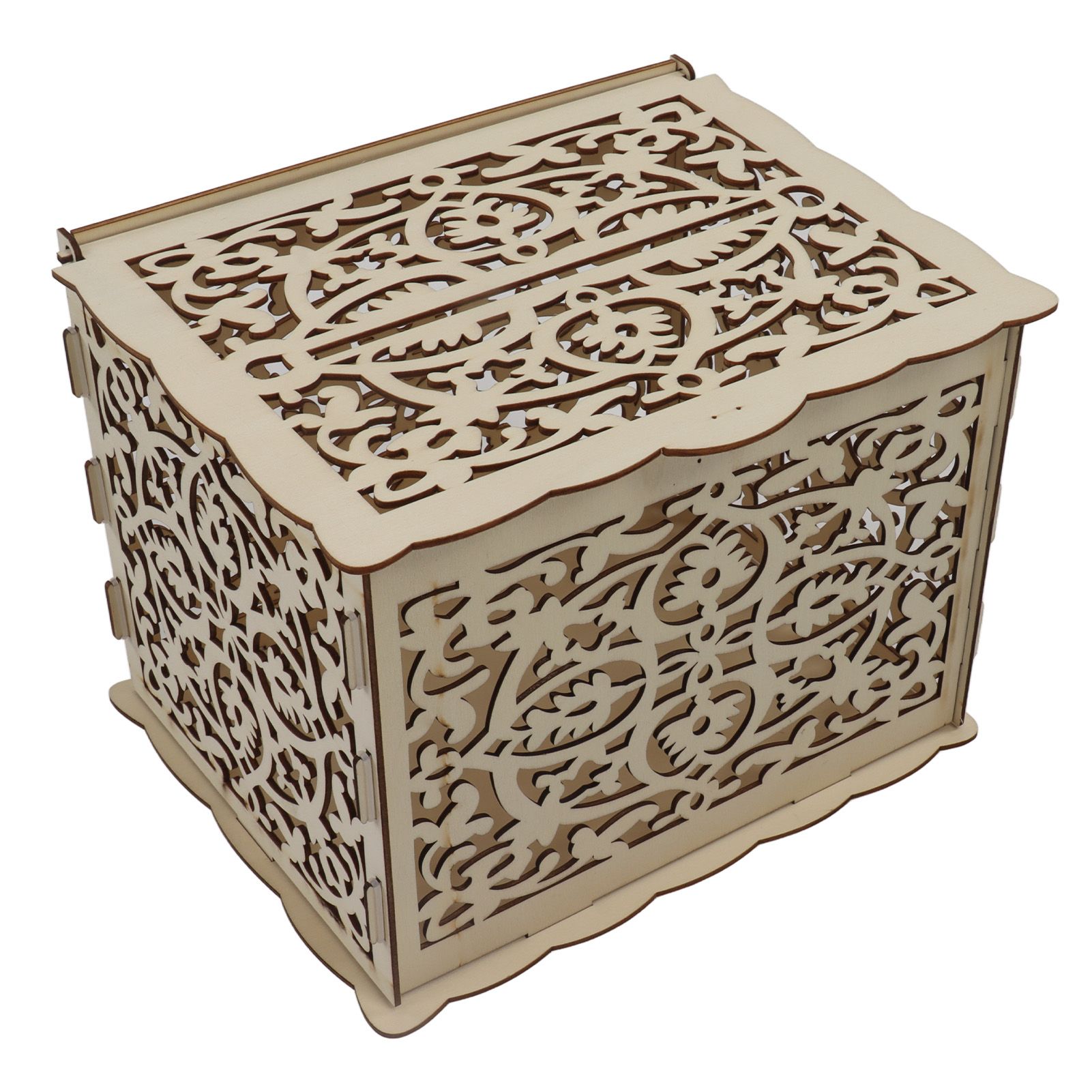 DIY Hollow Wooden Box Gift Card Money Case Wedding Reception Decoration Box view 7