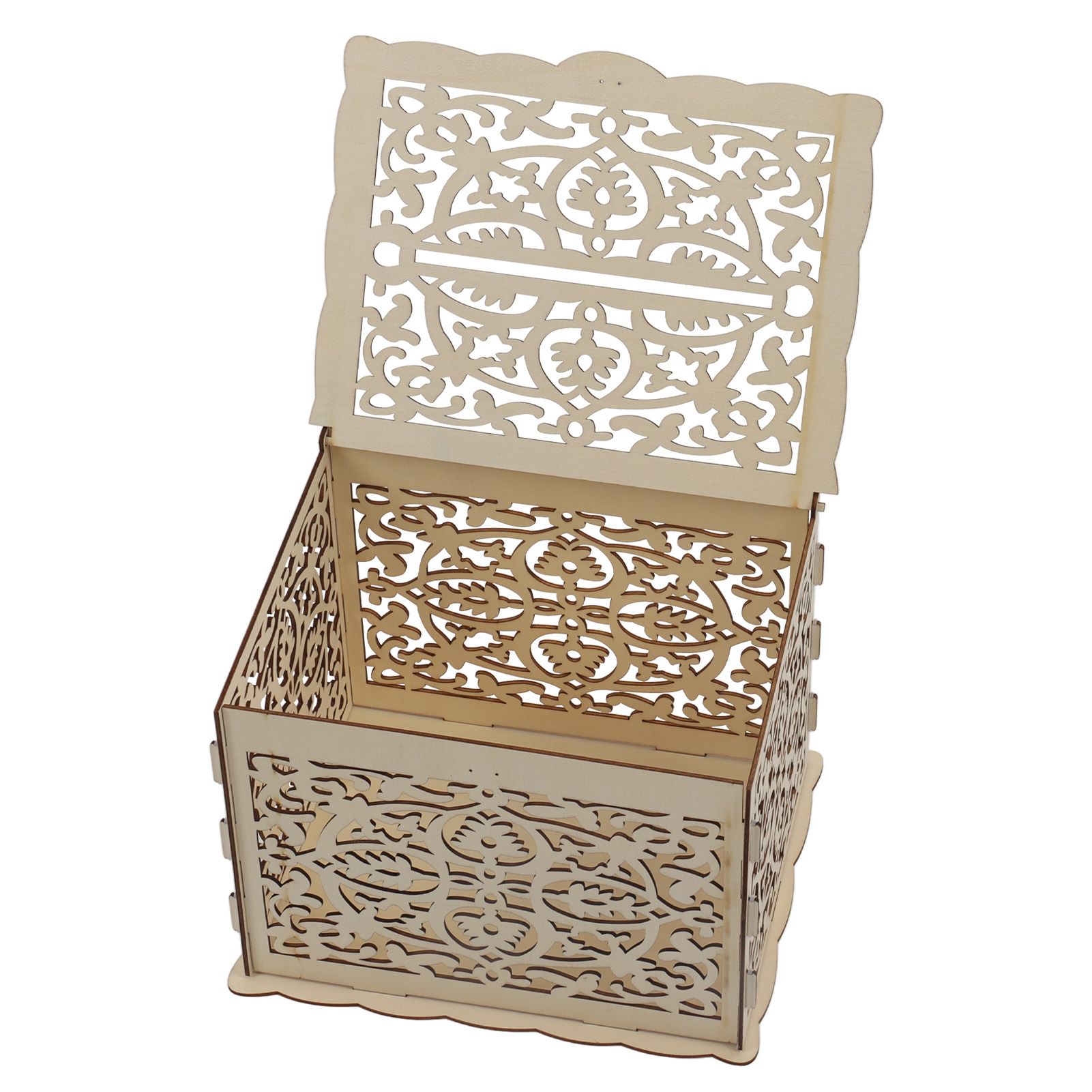 DIY Hollow Wooden Box Gift Card Money Case Wedding Reception Decoration Box view 8