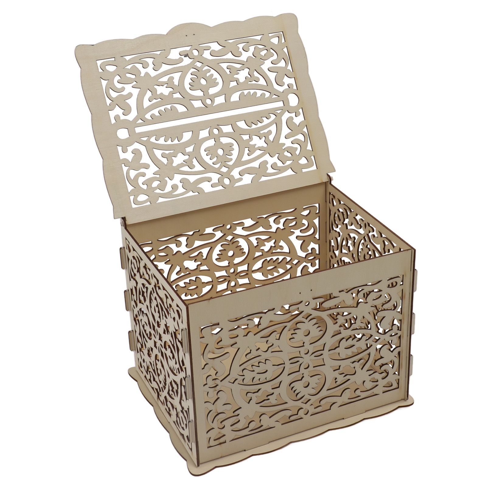DIY Hollow Wooden Box Gift Card Money Case Wedding Reception Decoration Box view 9