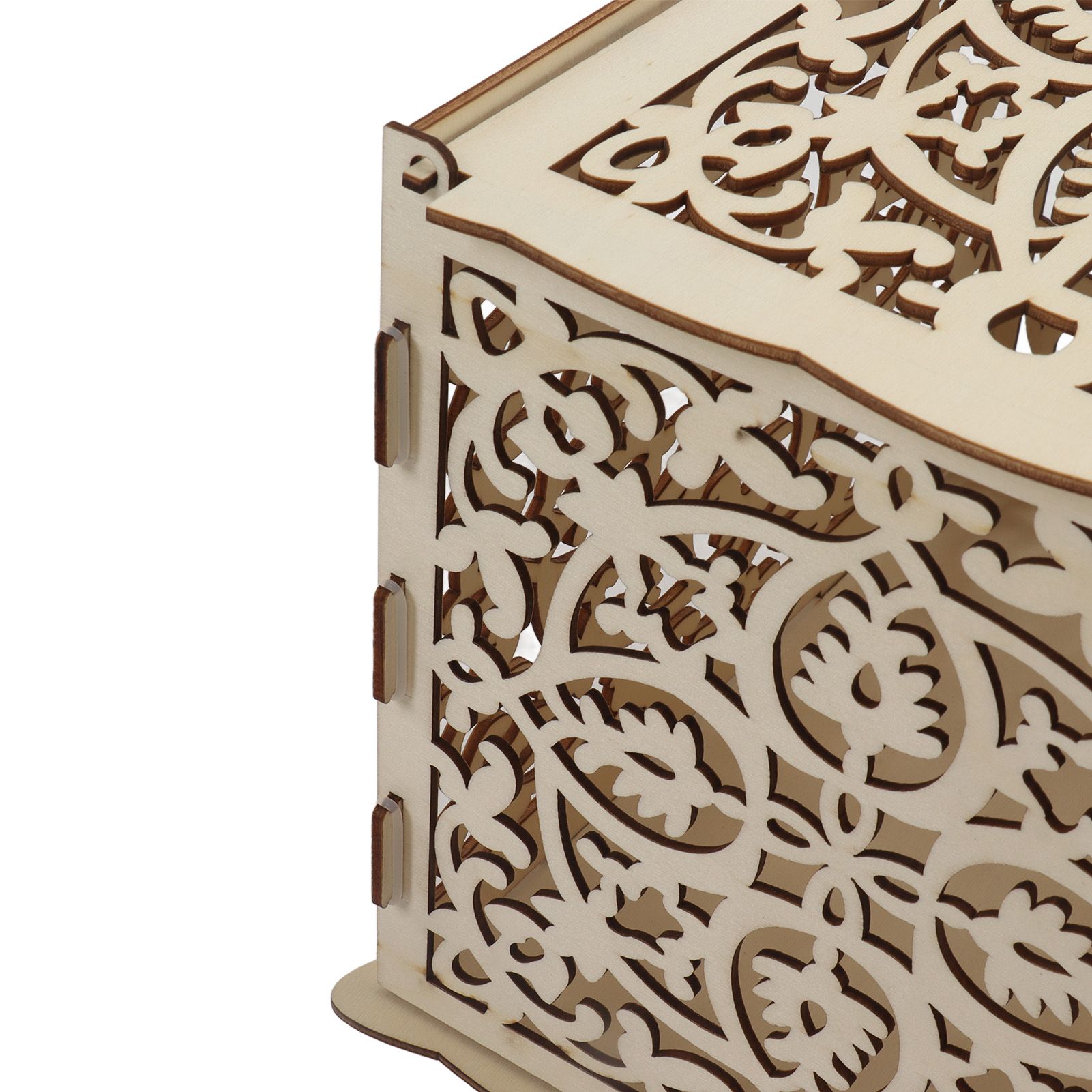 DIY Hollow Wooden Box Gift Card Money Case Wedding Reception Decoration Box view 14