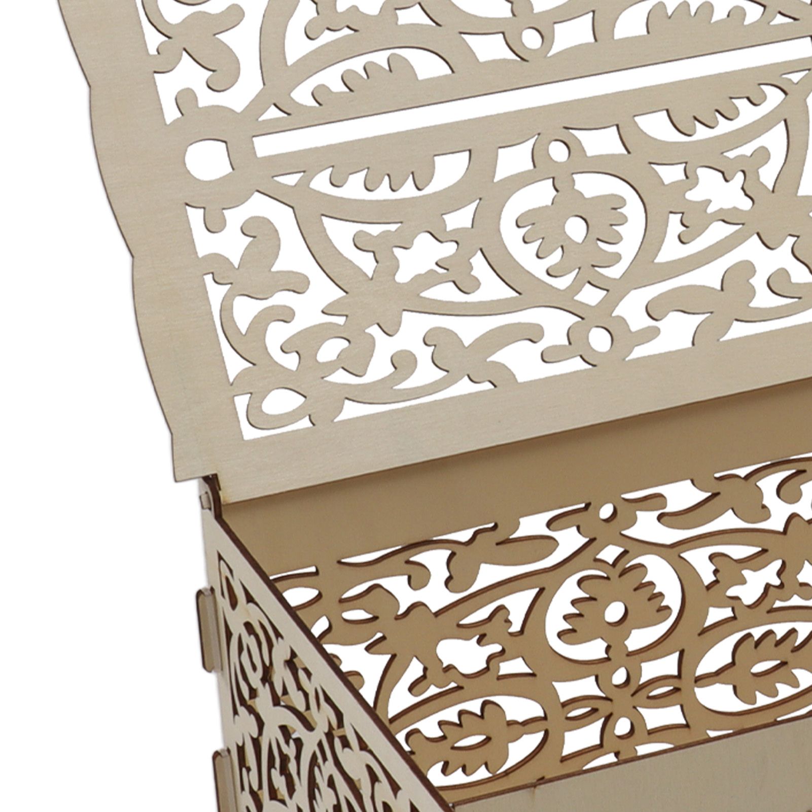 DIY Hollow Wooden Box Gift Card Money Case Wedding Reception Decoration Box view 15