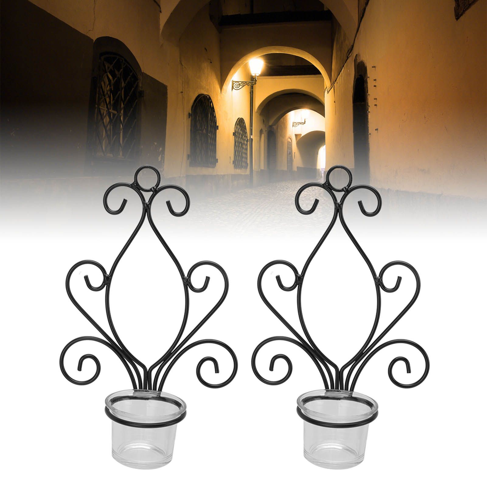 2 Set Candle Holder Wall Sconce European Style Swirl Iron Art Pattern Wall view 11
