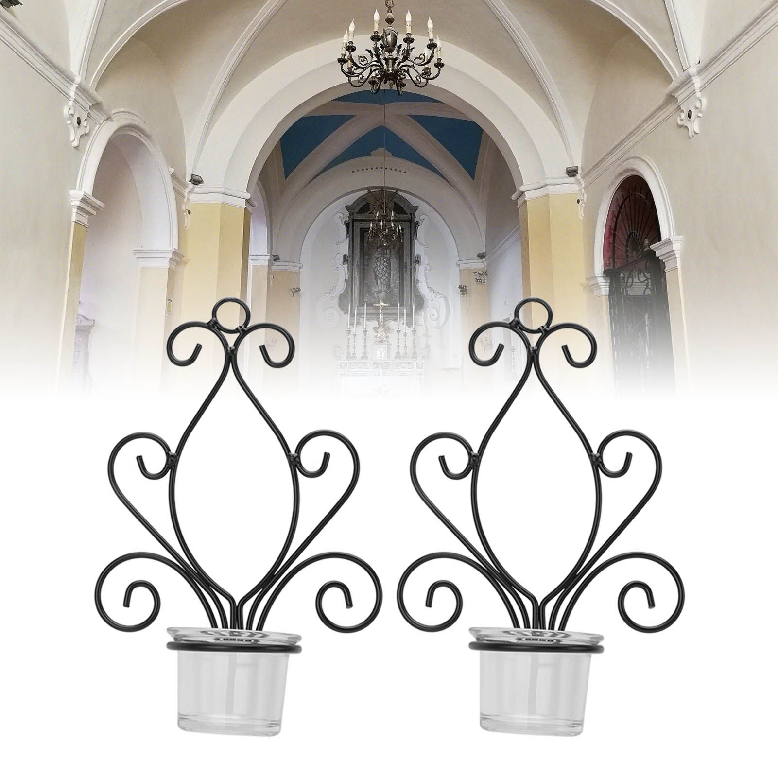 2 Set Candle Holder Wall Sconce European Style Swirl Iron Art Pattern Wall view 12
