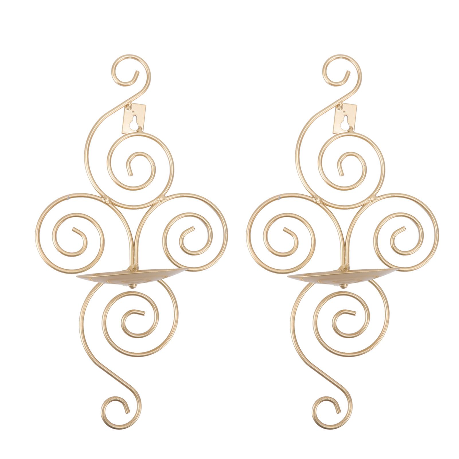 2 Sets Wall Candle Holder Foldable European Style Swirl Wrought Iron Wall view 5