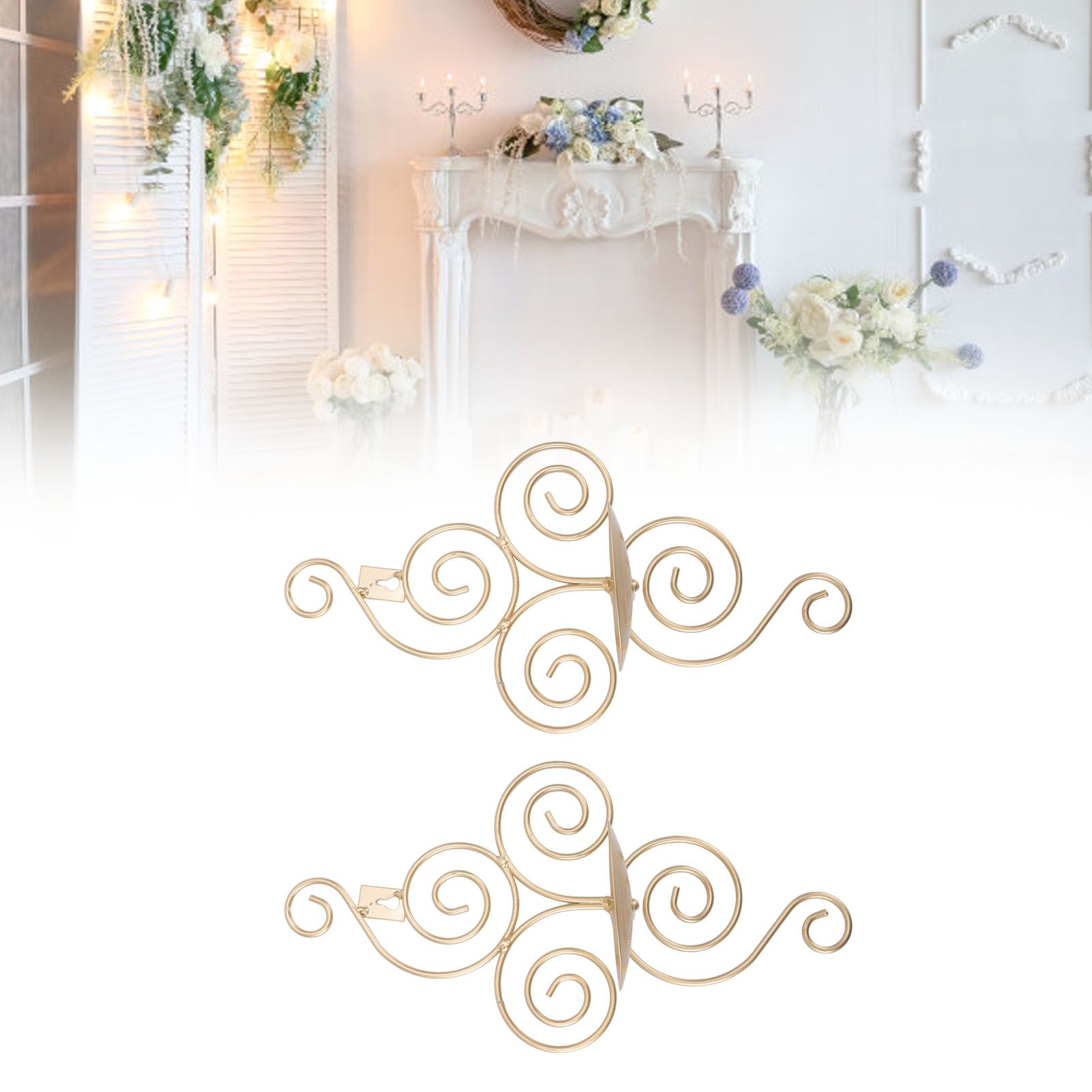 2 Sets Wall Candle Holder Foldable European Style Swirl Wrought Iron Wall view 11