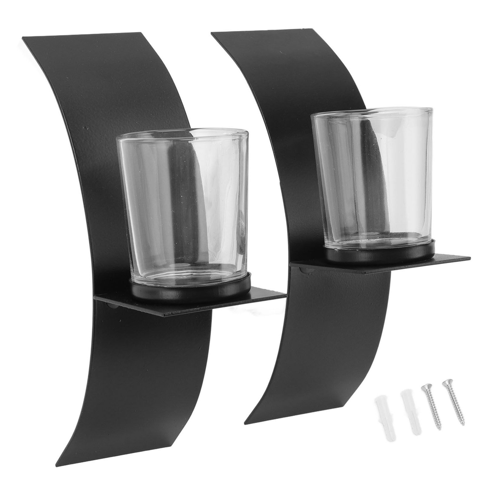 2Set Wall Mounted Candlestick Iron Three Dimensional Arc Design Candle Tray — image 1