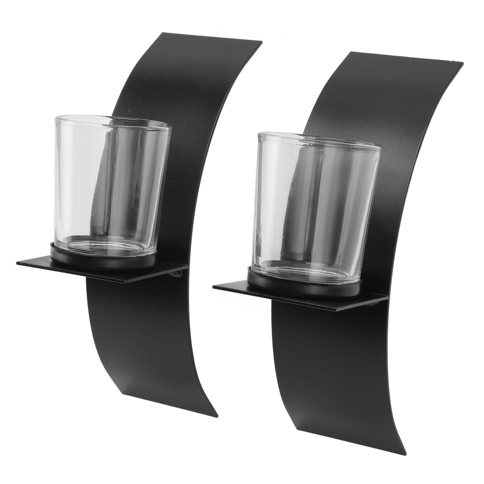 2Set Wall Mounted Candlestick Iron Three Dimensional Arc Design Candle Tray view 2