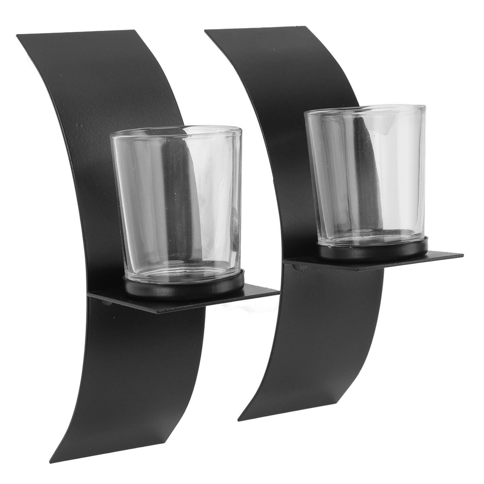 2Set Wall Mounted Candlestick Iron Three Dimensional Arc Design Candle Tray view 3