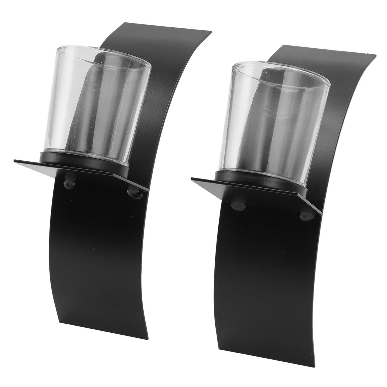 2Set Wall Mounted Candlestick Iron Three Dimensional Arc Design Candle Tray view 4