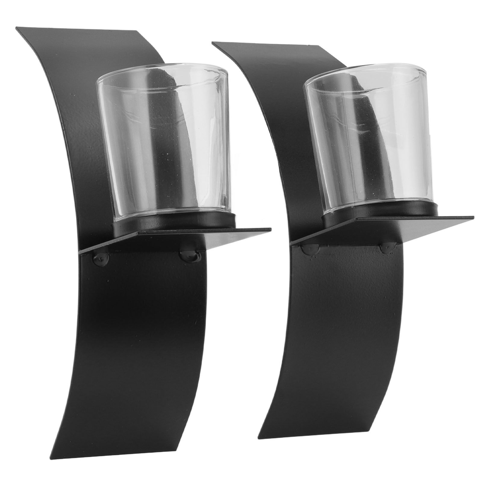2Set Wall Mounted Candlestick Iron Three Dimensional Arc Design Candle Tray view 6