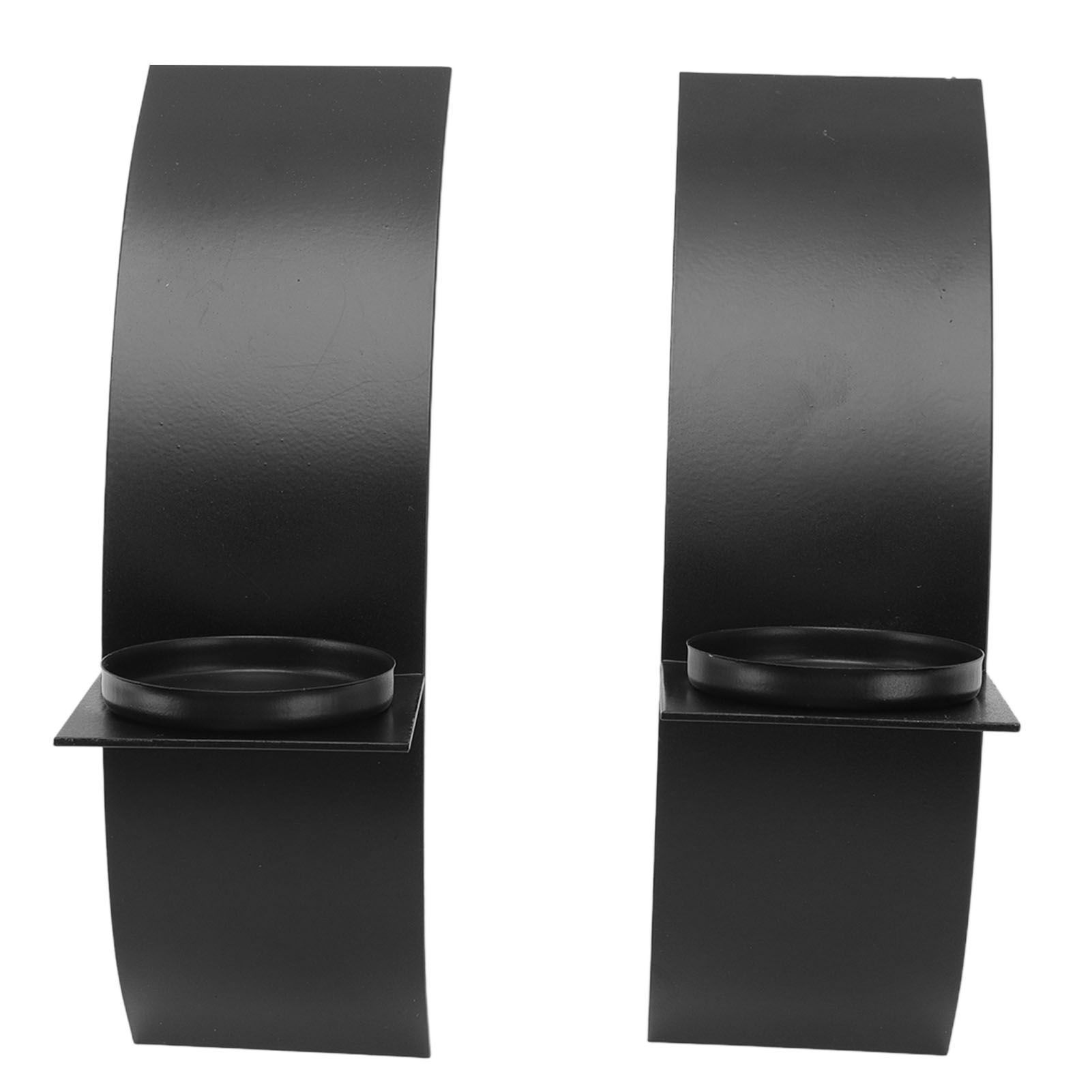 2Set Wall Mounted Candlestick Iron Three Dimensional Arc Design Candle Tray view 9