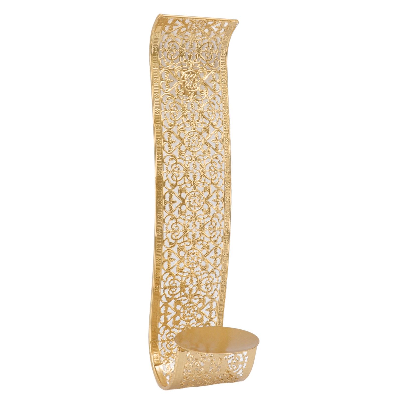 Shelving Solution Wall Sconce Candle Holder Gold Hollow Carved Exquisite view 4
