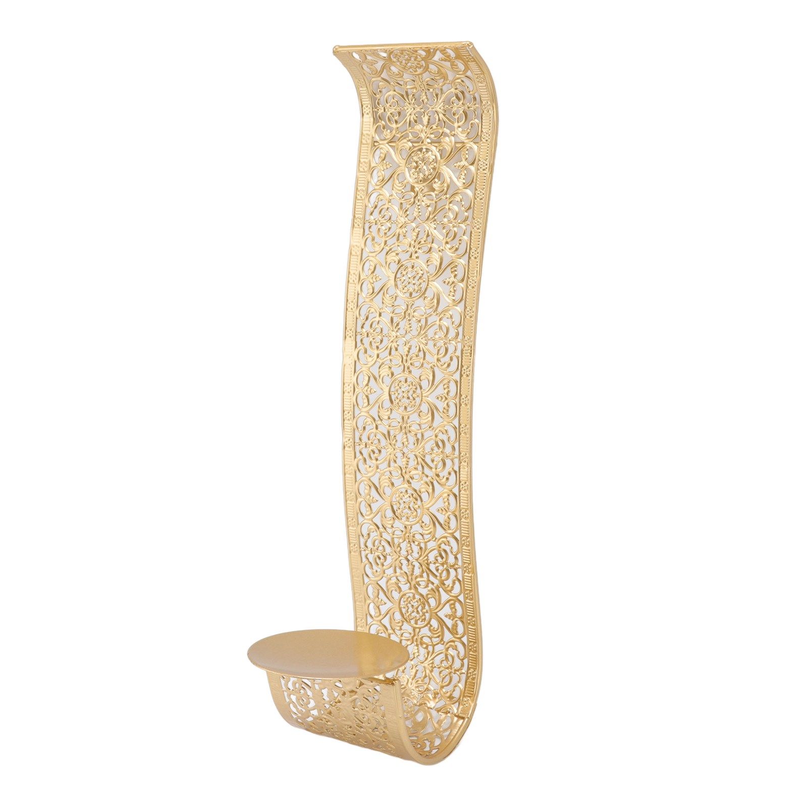 Shelving Solution Wall Sconce Candle Holder Gold Hollow Carved Exquisite view 7
