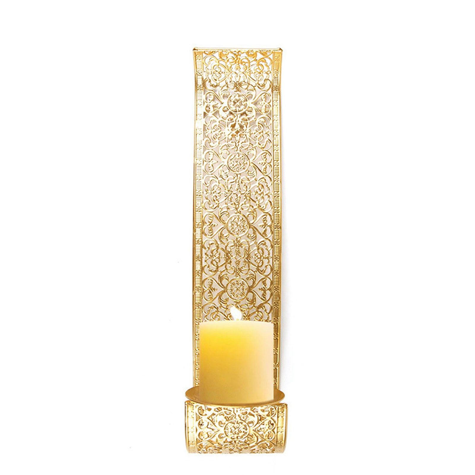 Shelving Solution Wall Sconce Candle Holder Gold Hollow Carved Exquisite view 12
