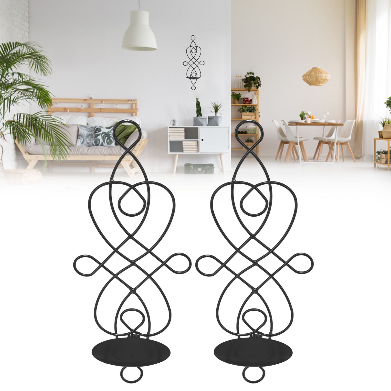 2 Sets Iron Wall Candle Sconce Holder Foldable Deformation Resistance view 11