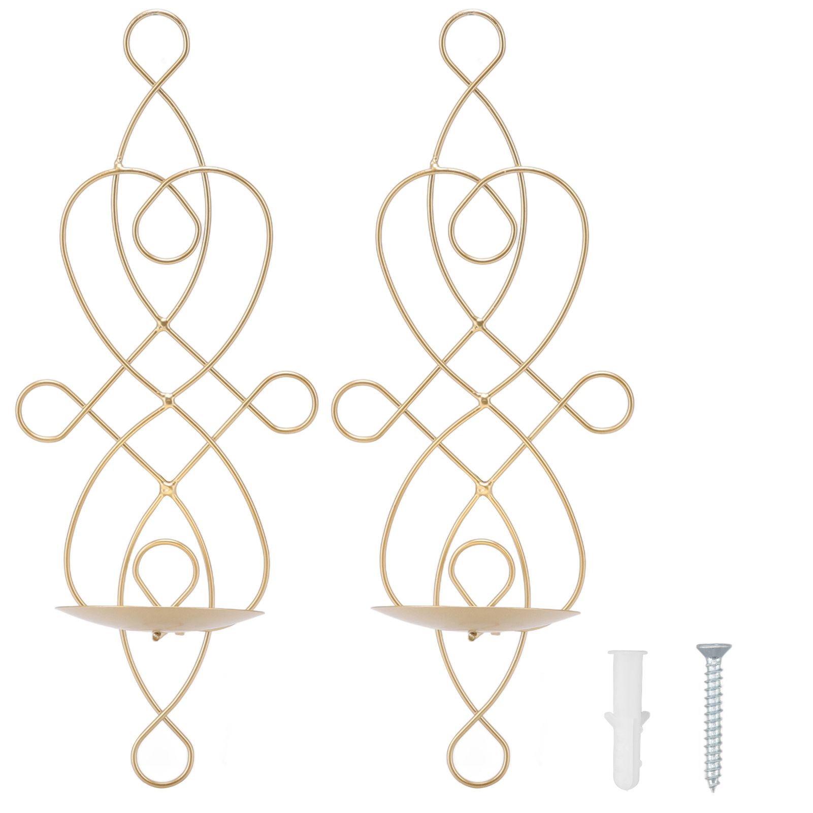 2 Sets Iron Wall Candle Sconce Holder Foldable Deformation Resistance — image 1