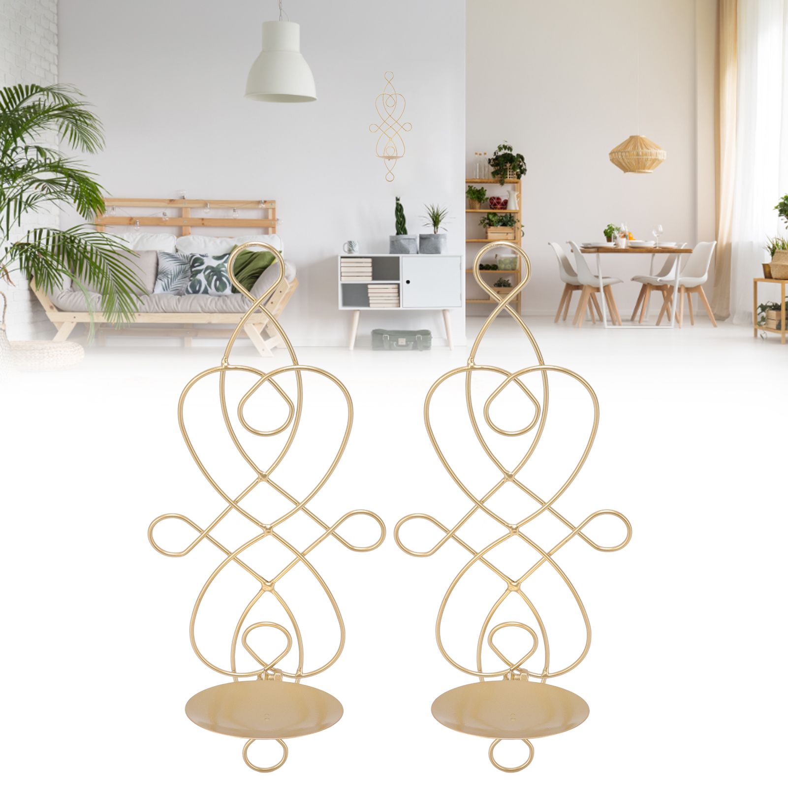 2 Sets Iron Wall Candle Sconce Holder Foldable Deformation Resistance view 11