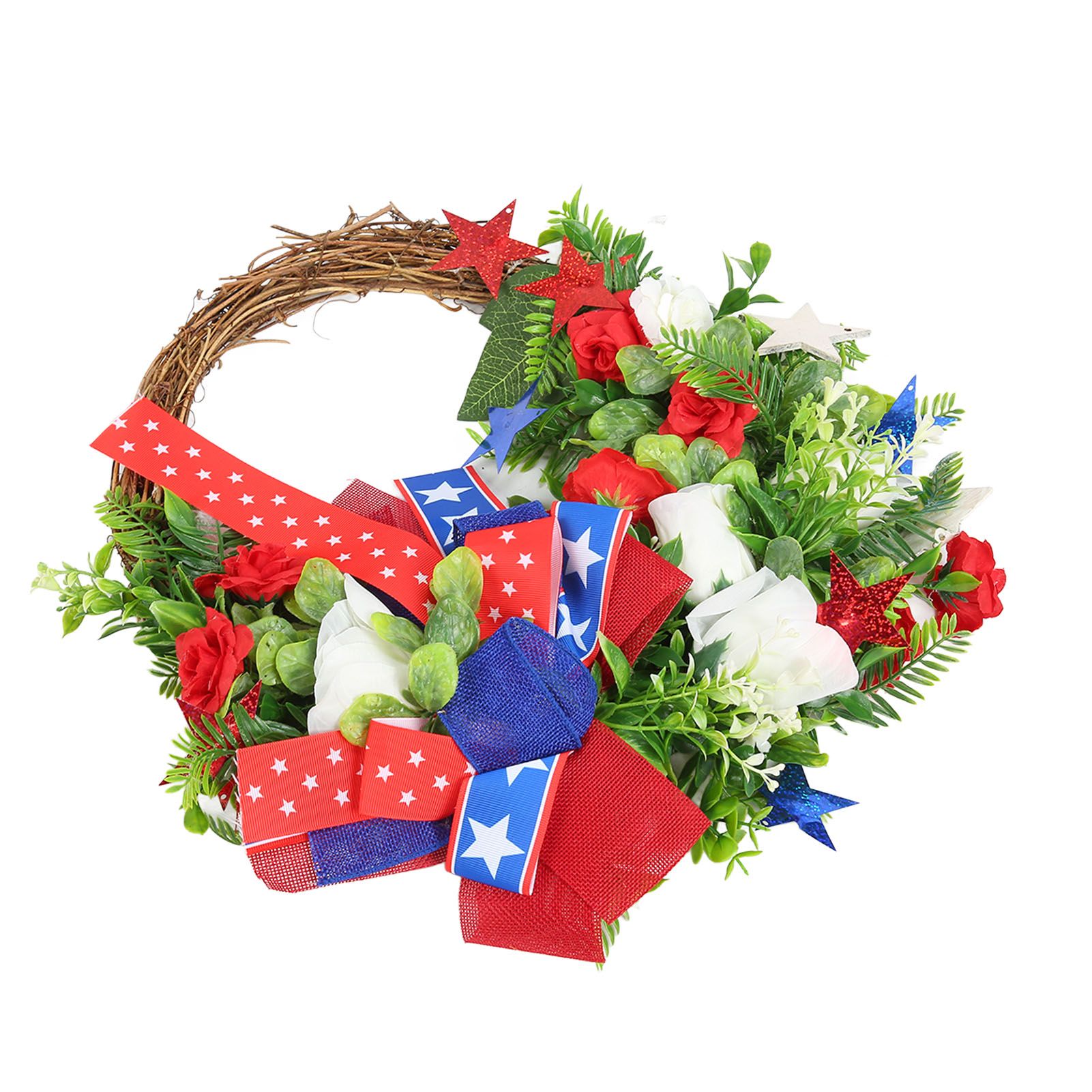 4th of July Patriotic Wreath Independence Day Wreath Decorations for Front view 3