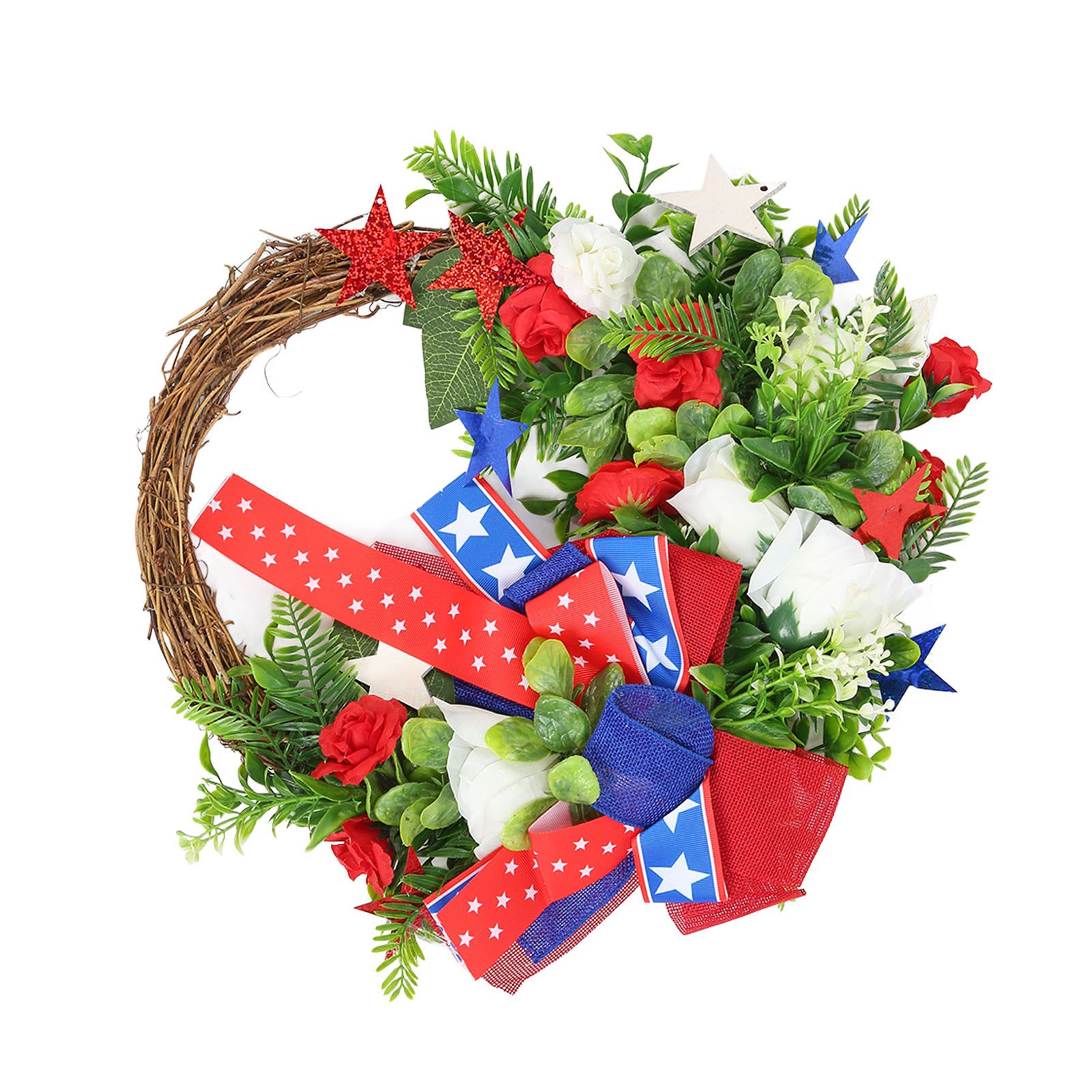 4th of July Patriotic Wreath Independence Day Wreath Decorations for Front view 4
