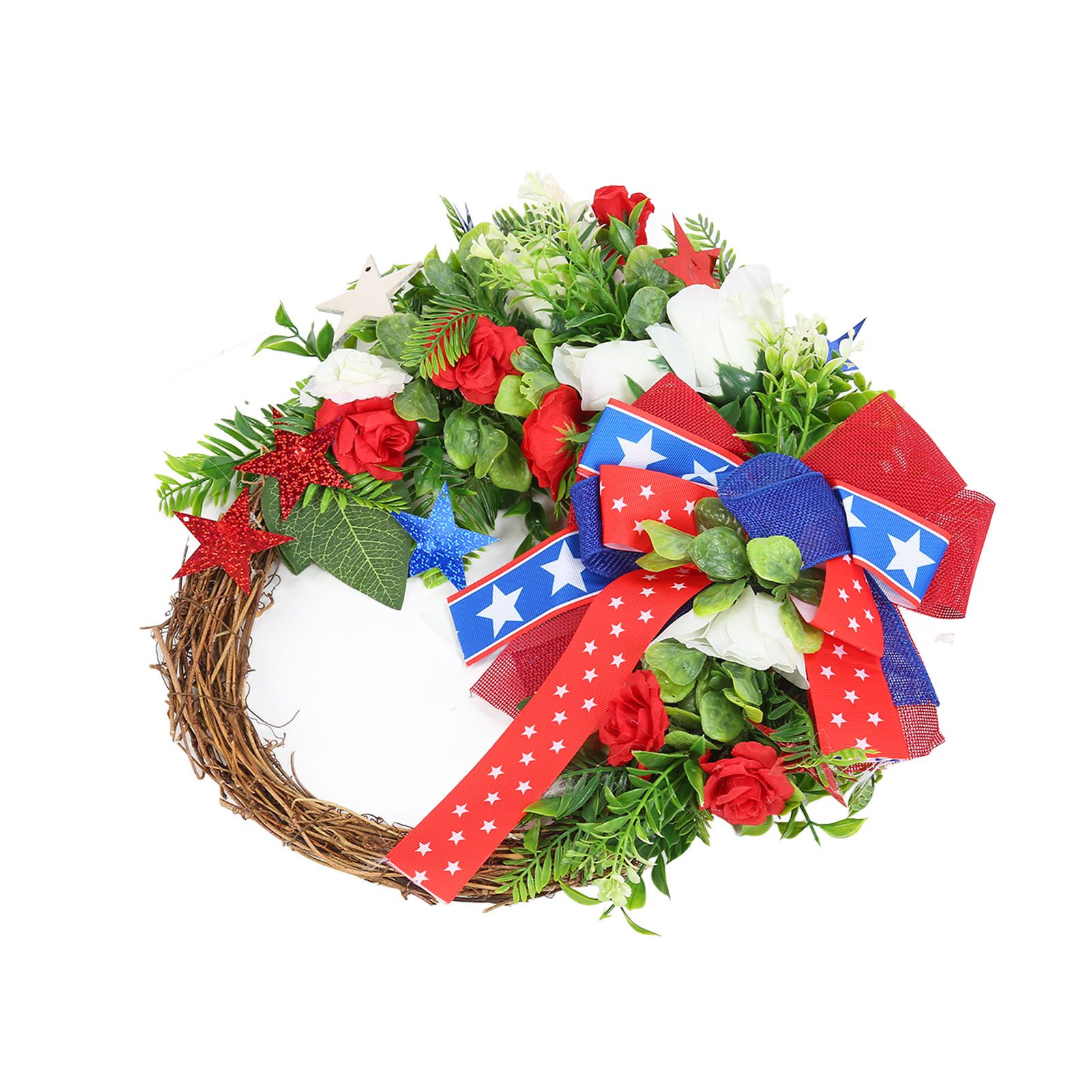 4th of July Patriotic Wreath Independence Day Wreath Decorations for Front view 7