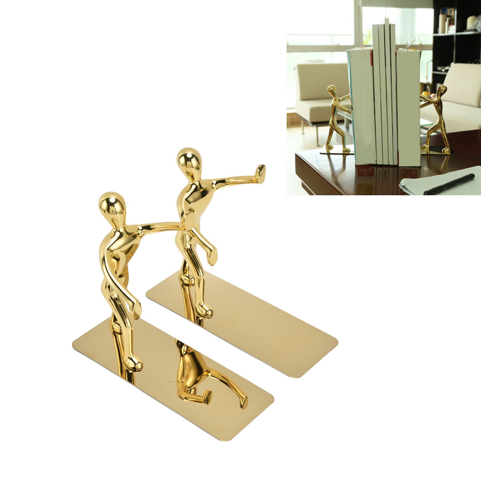 Stainless Steel Man Bookends Prevent Slipping Kung Fu Man Bookends for Home view 12