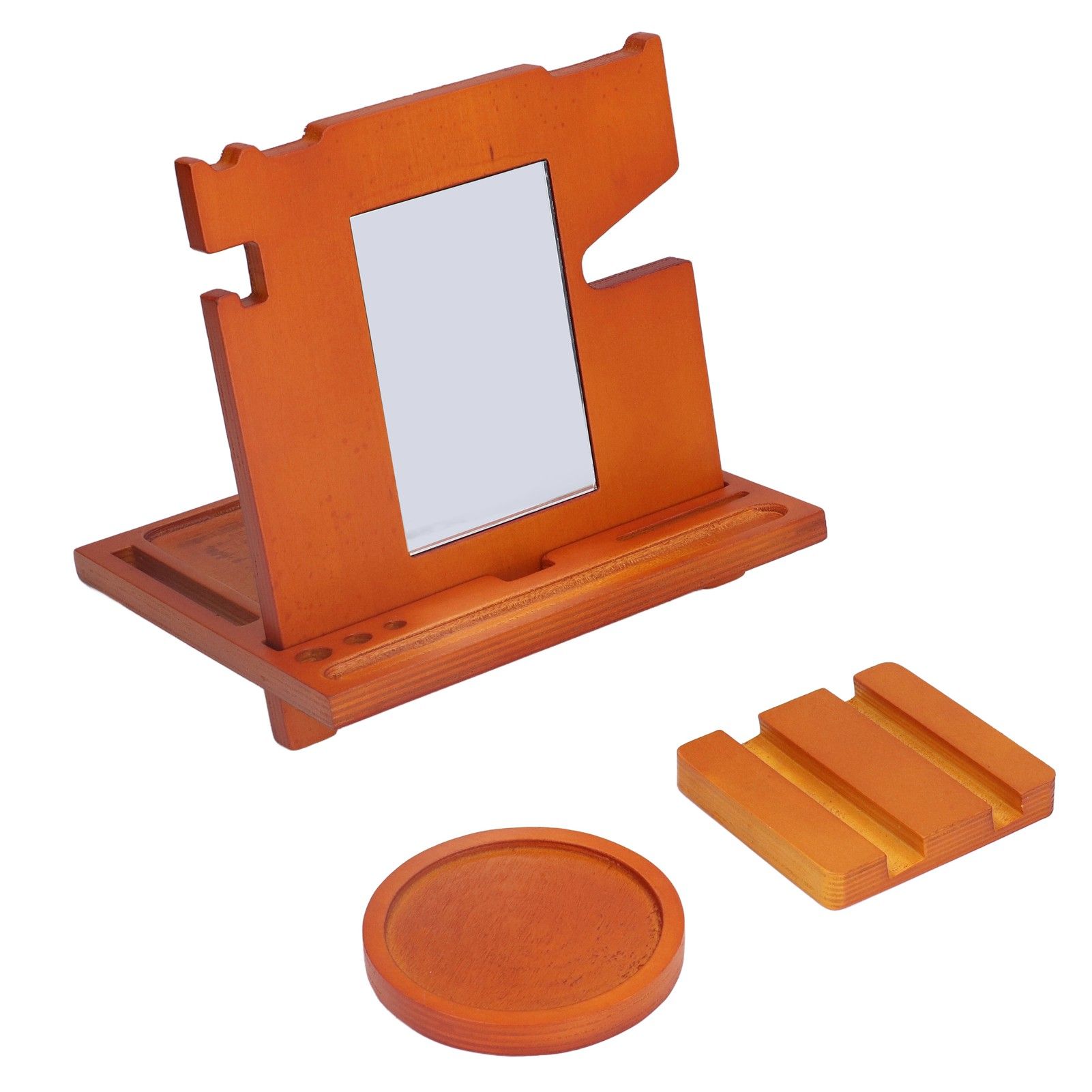 Wood Mobile Phone Base Multifunctional Durable Watch Glasses Key Storage view 2