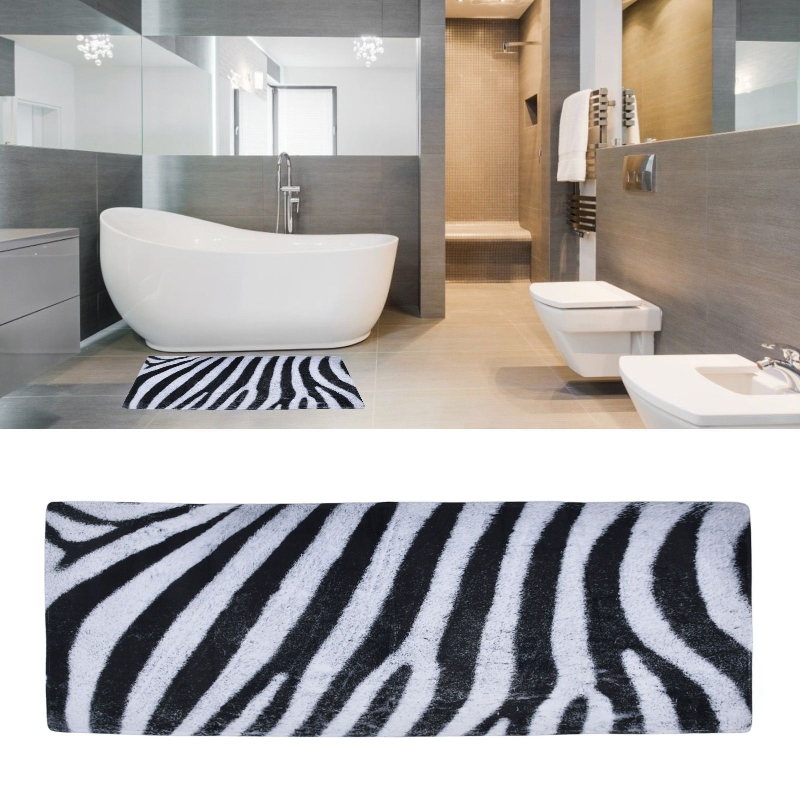 Home Absorbent Carpet Bathroom Kitchen Anti Slip Floor Mats Black and White view 11