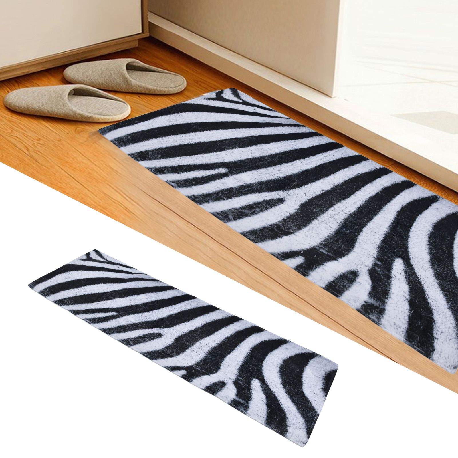 Home Absorbent Carpet Bathroom Kitchen Anti Slip Floor Mats Black and White view 12