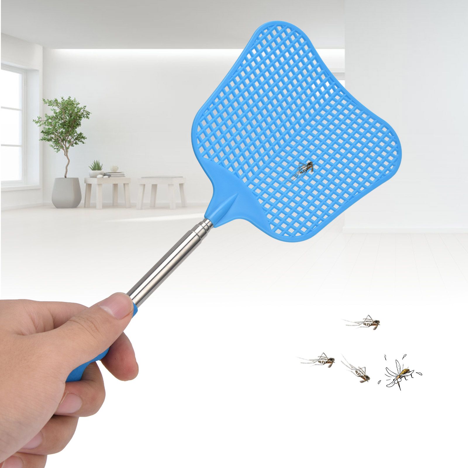 5Pcs Fly Swatter Blue Lightweight Flexible Convenient Thickened Fly Racket view 11