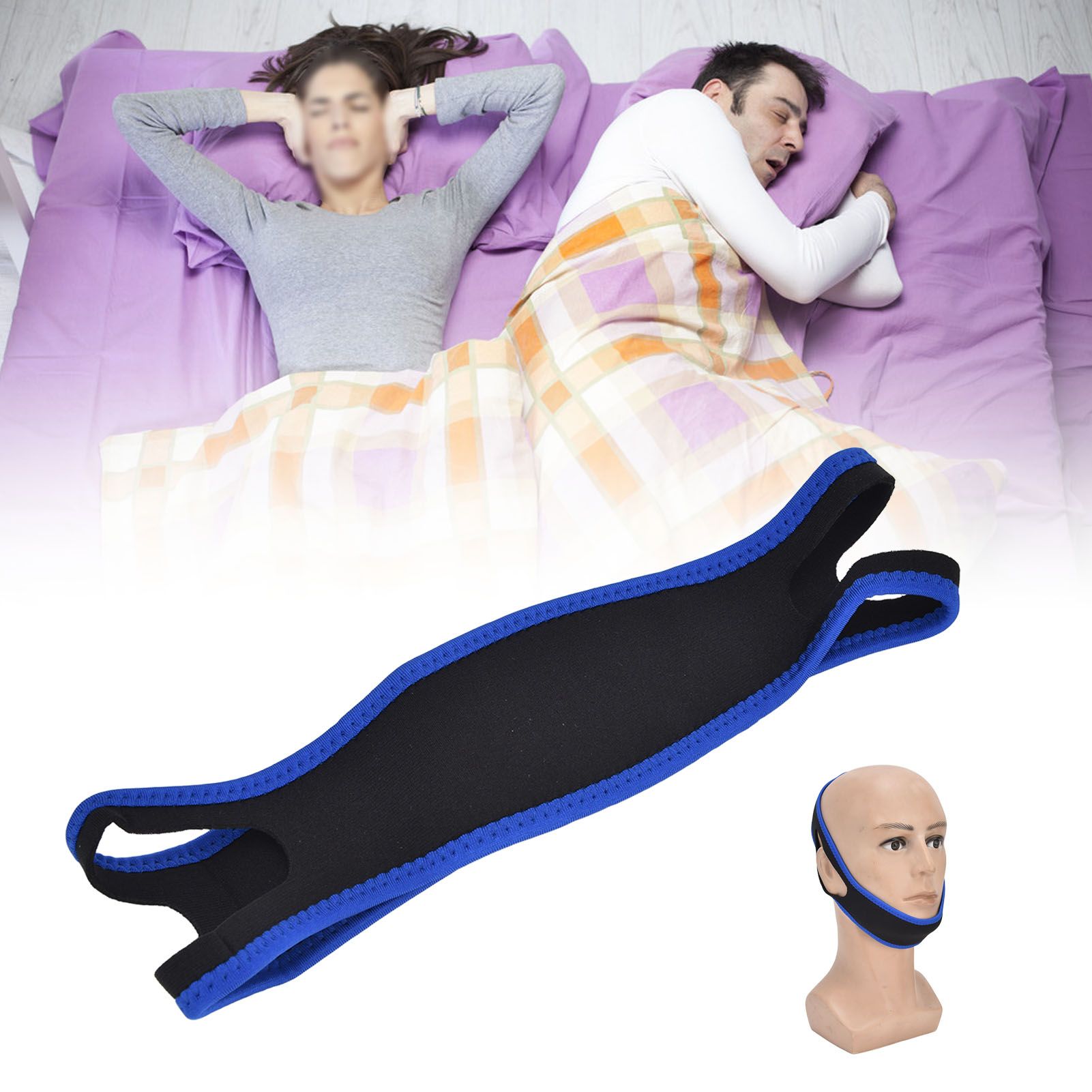 Snoring Stop Belt Adjustable Chin Strap Breathable Nylon Snoring Head Band for view 12