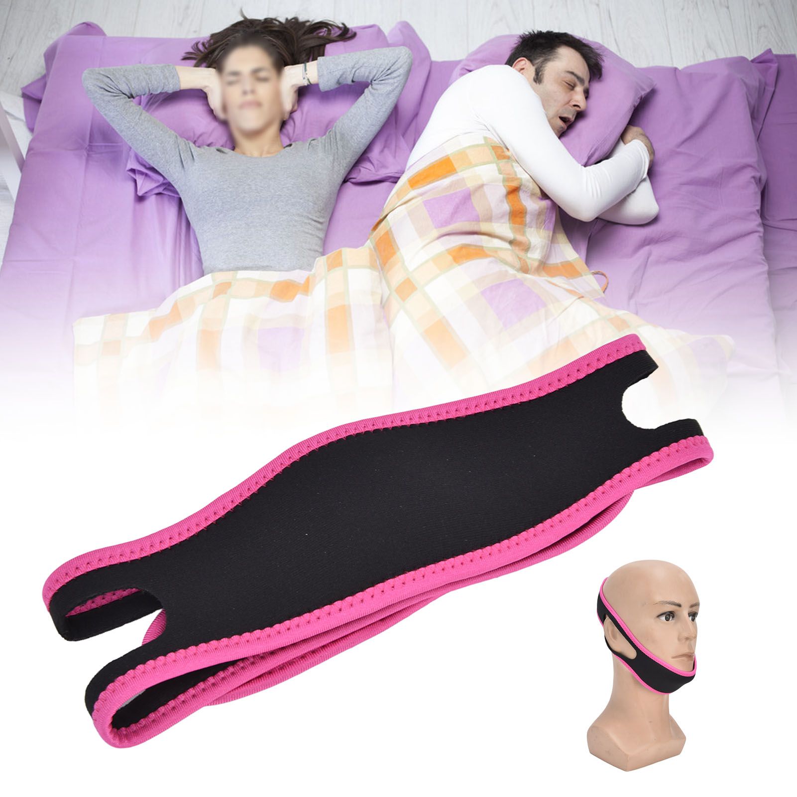 Snoring Stop Belt Adjustable Chin Strap Breathable Nylon Snoring Head Band for view 12