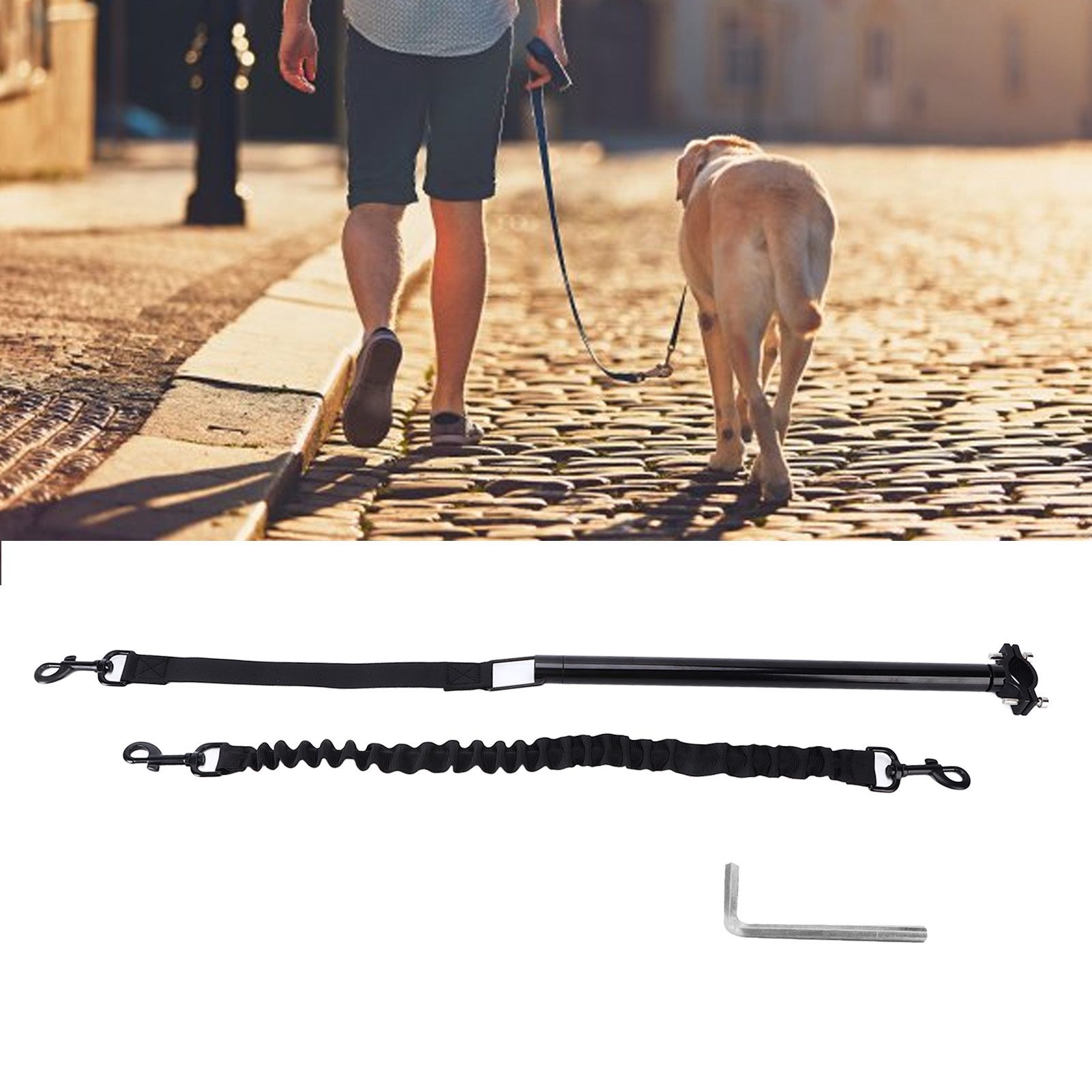Hands Free Dog Leash Black Thicken Dog Bike Attachment Traction Belt with Hex view 12