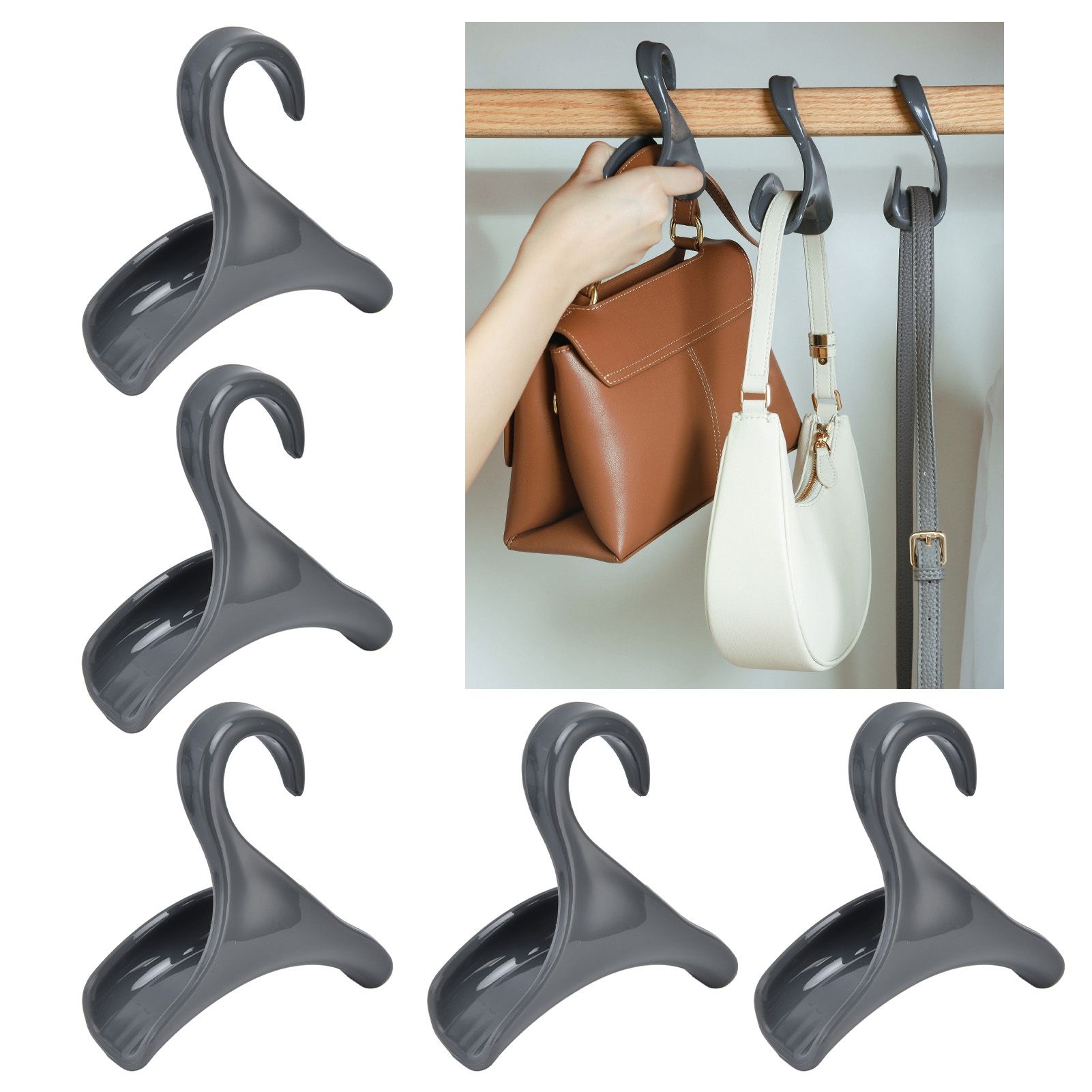 5Pcs Purse Door Hanger Bag Arc Closet Hanger Hook for Satchel Coat Haversack view 12