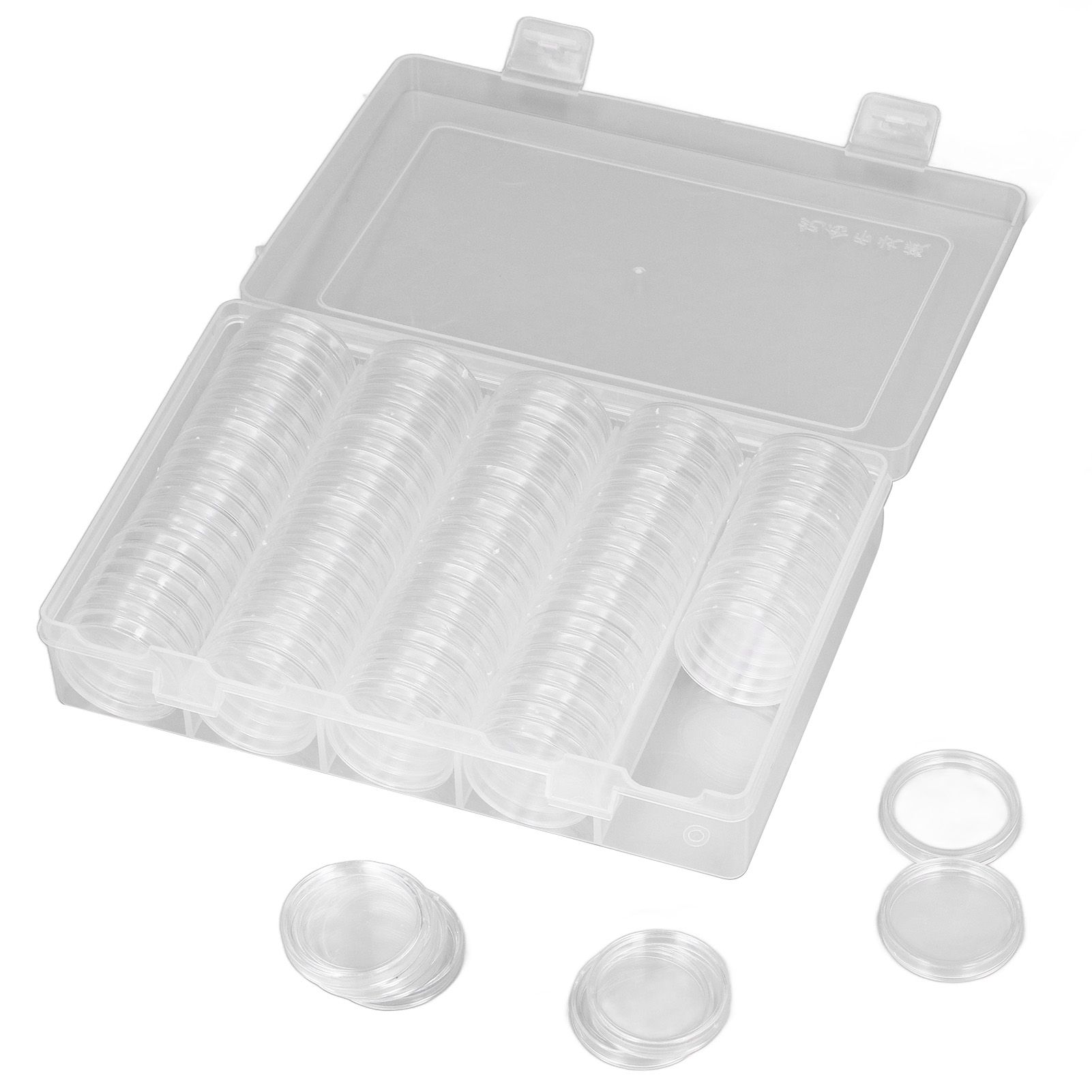 Coin Holder 100 Pieces Storage Plastic Transparent Coin Storage Box with Coin