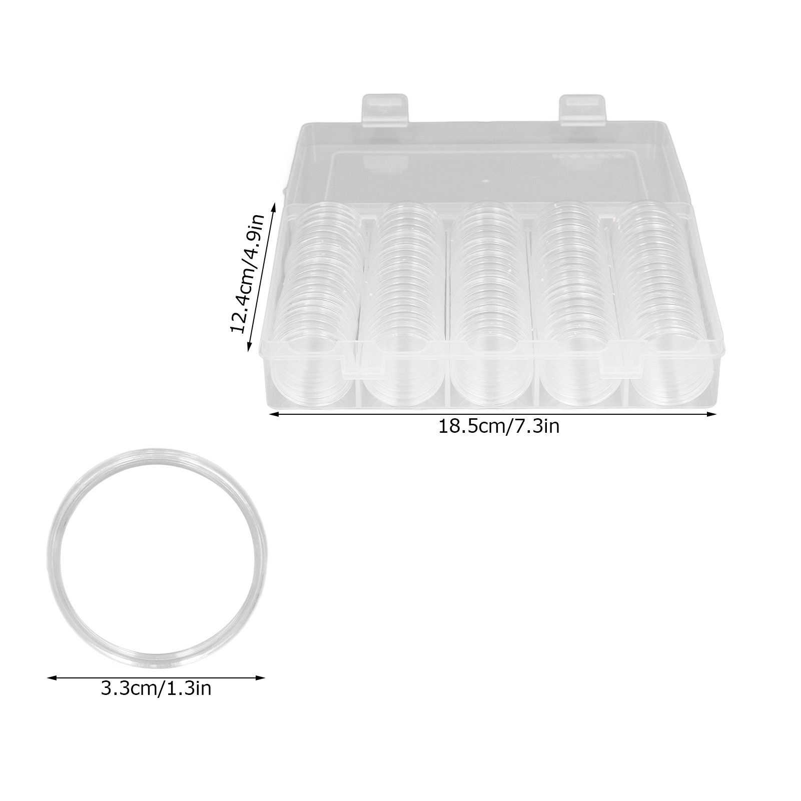 Coin Holder 100 Pieces Storage Plastic Transparent Coin Storage Box with Coin view 13