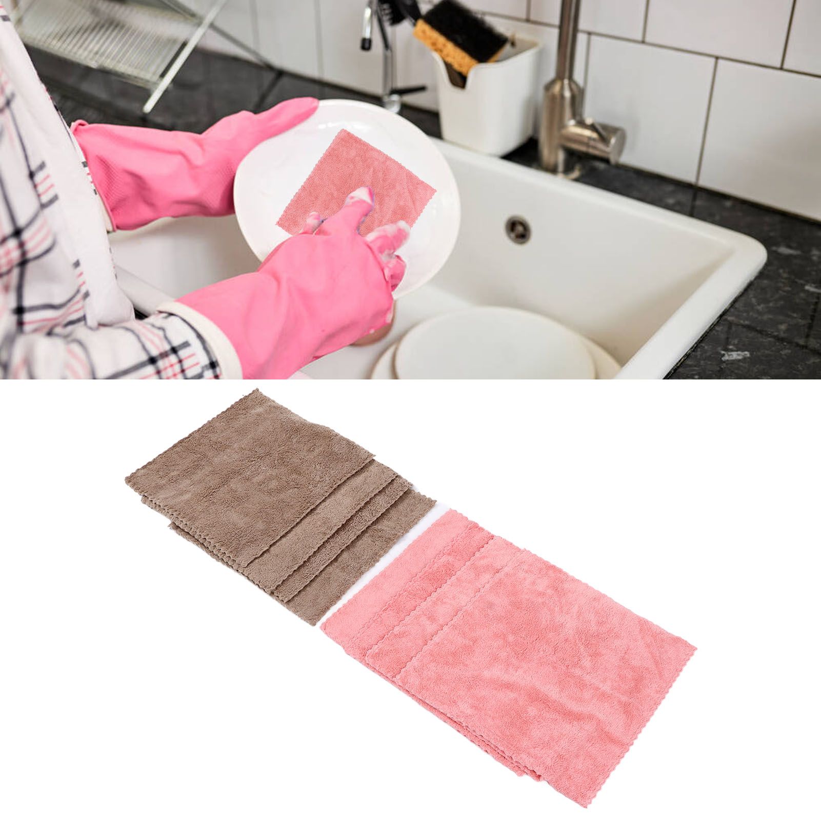 8pcs/set Super Absorbent Microfiber Kitchen Dish Cloth Anti Sticking Oil view 12
