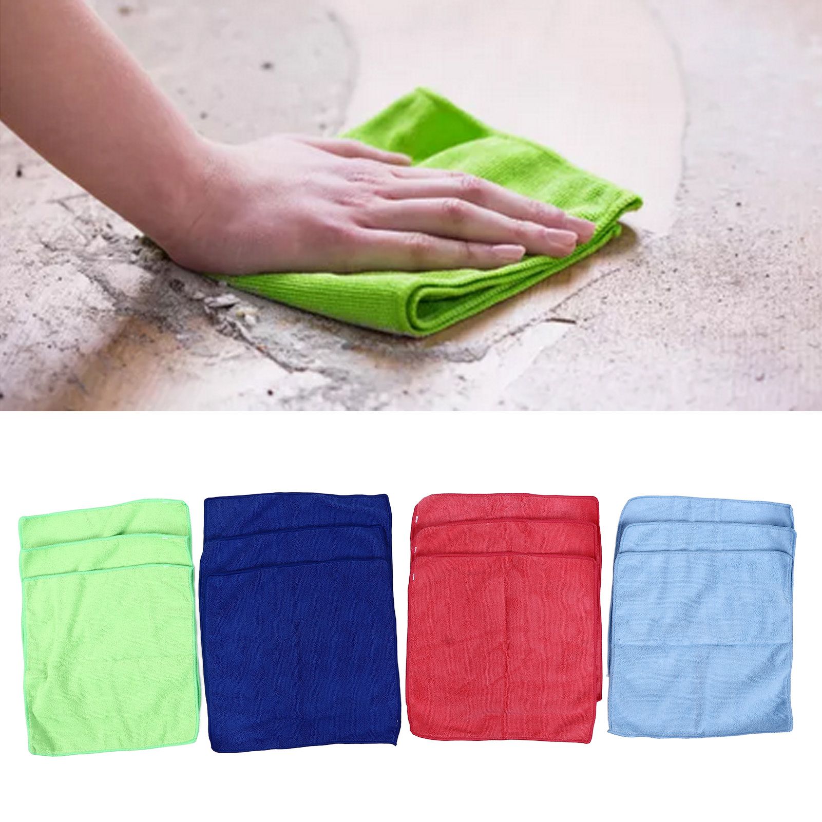 12pcs Cleaning Cloth 4 Different Colors Strong Water Absorption Reusable view 11