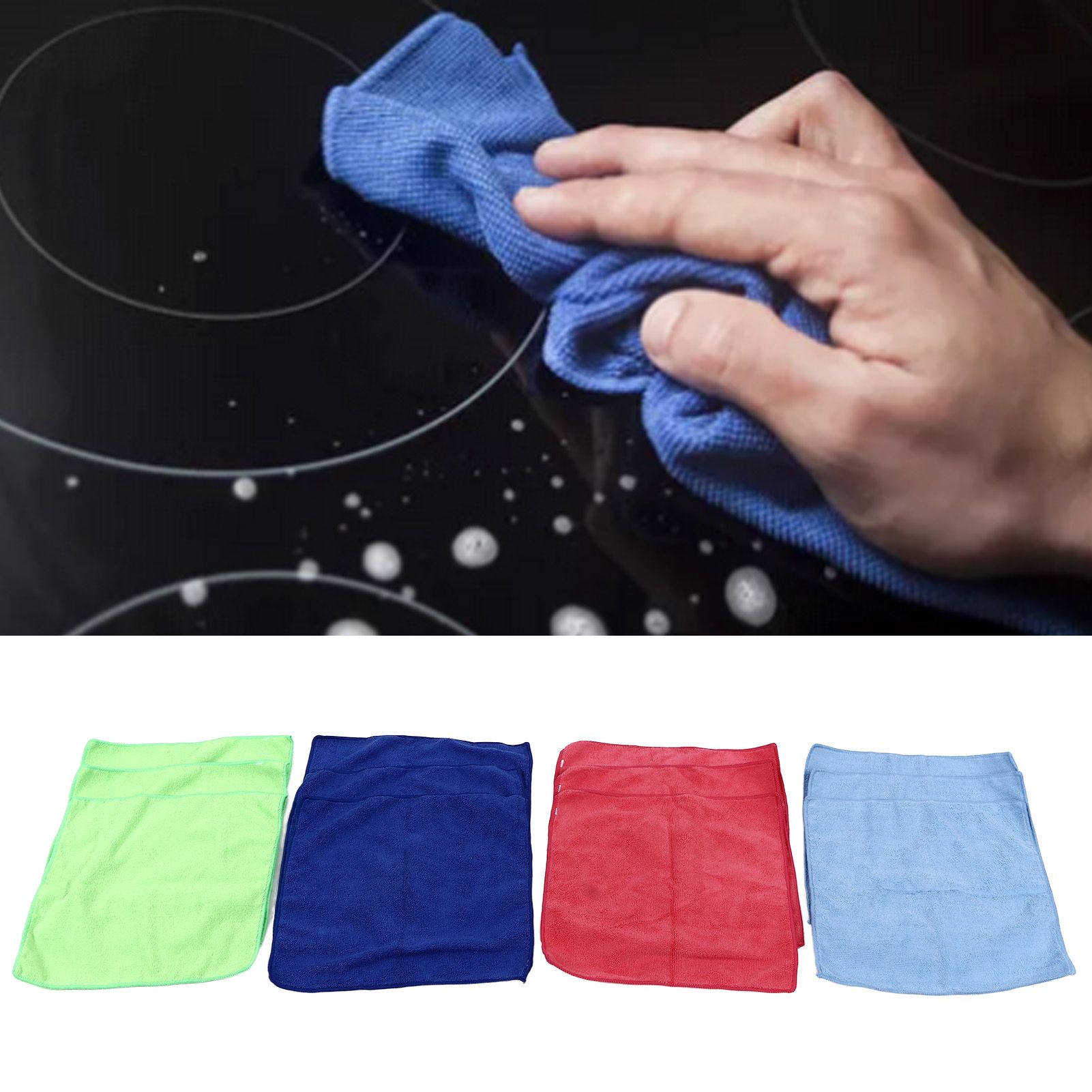 12pcs Cleaning Cloth 4 Different Colors Strong Water Absorption Reusable view 12