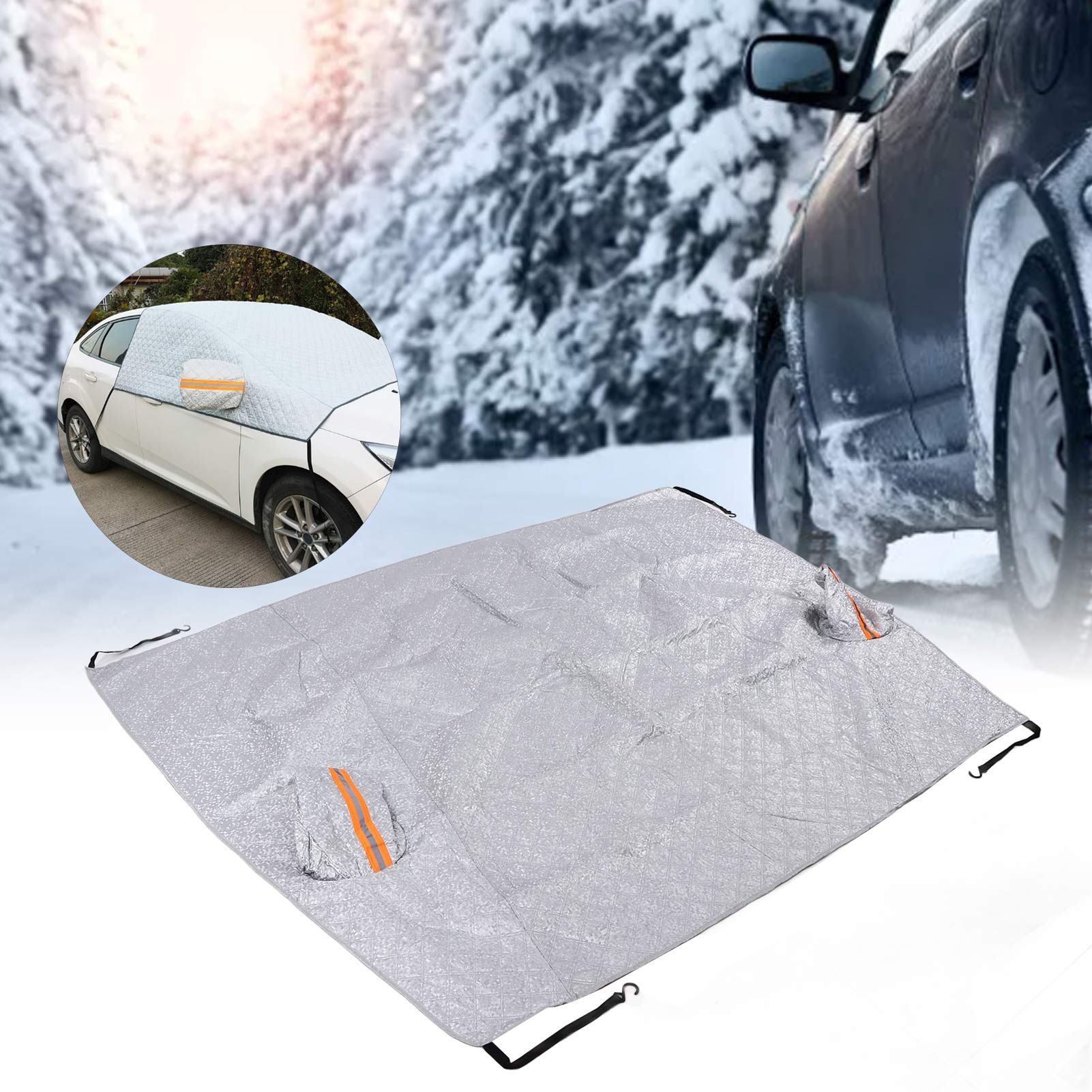 197x217cm Universal Windshield Snow Cover with Reflective Strip Car Rain Proof view 12