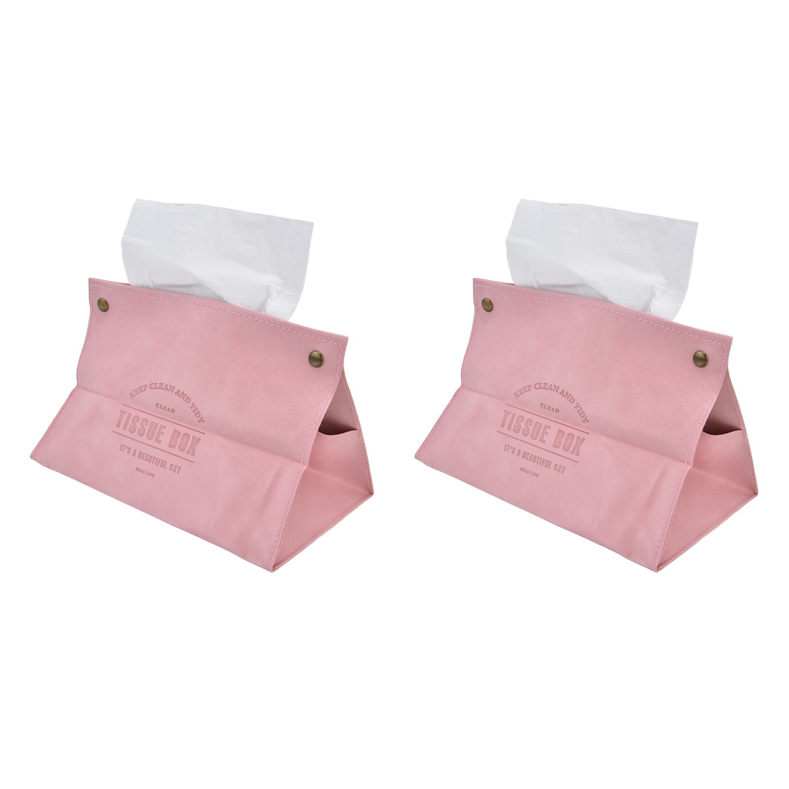 2 Packs Tissue Box Cover Nordic Handbag Styling Medroom Artificial Leather view 2