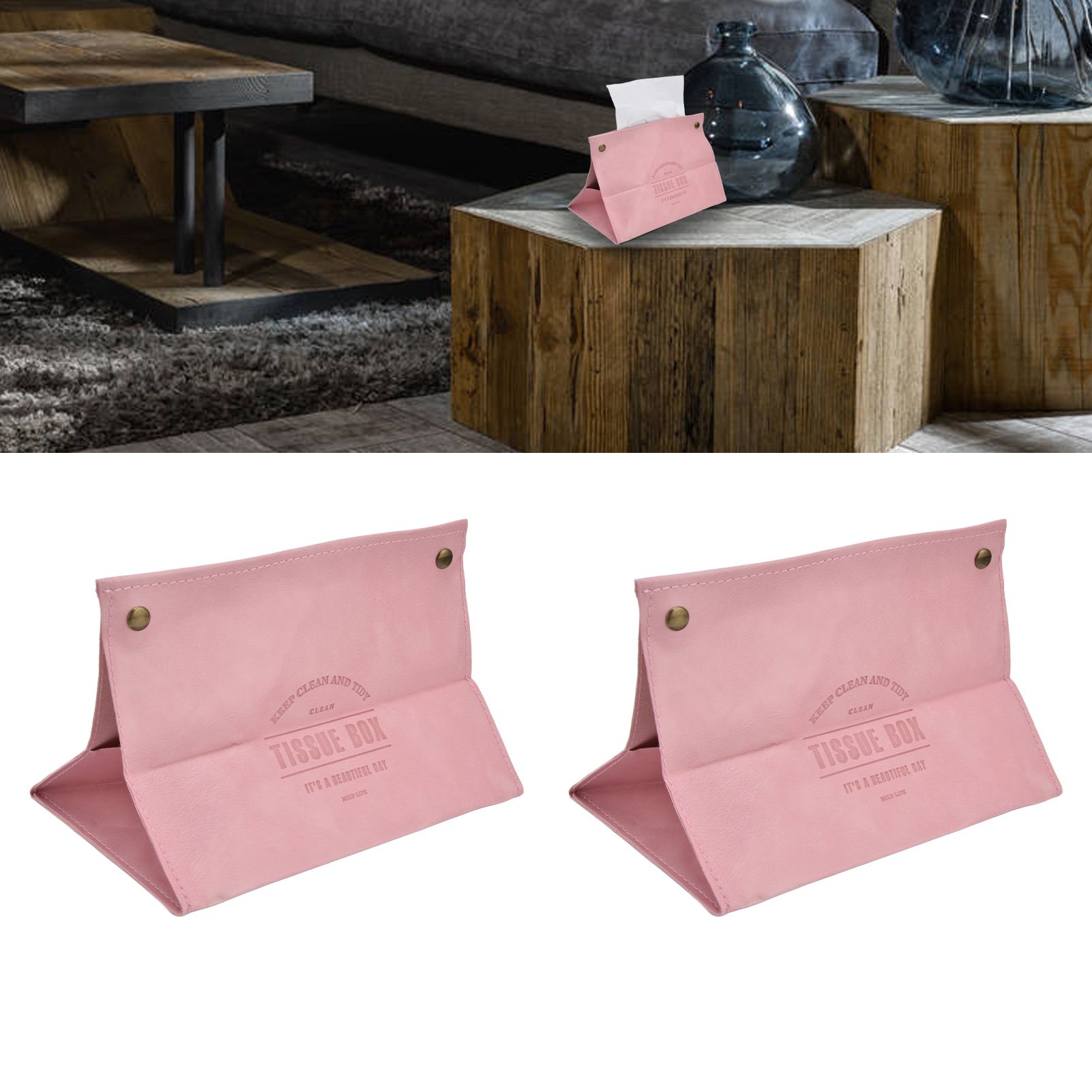 2 Packs Tissue Box Cover Nordic Handbag Styling Medroom Artificial Leather view 11