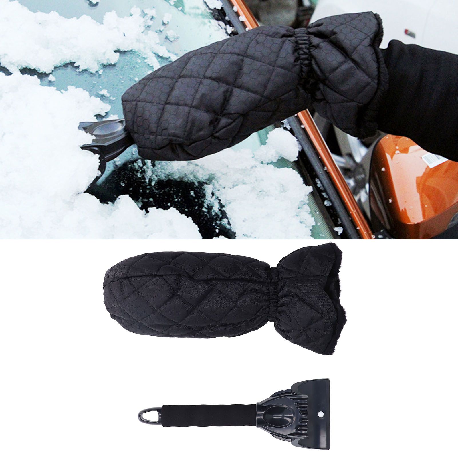 Waterproof Ice Scraper Mitt 2 in 1 Design Elastic Band Design Easy to Hold view 11