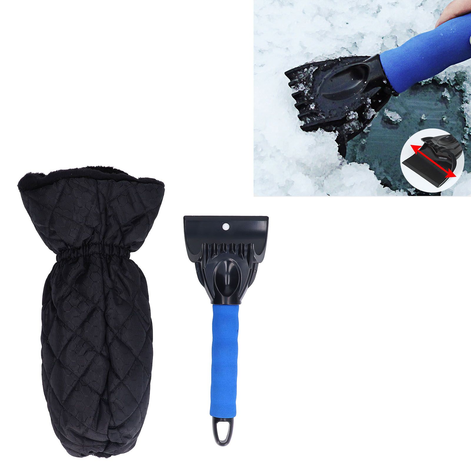 Waterproof Ice Scraper Mitt 2 in 1 Design Elastic Band Design Easy to Hold view 11