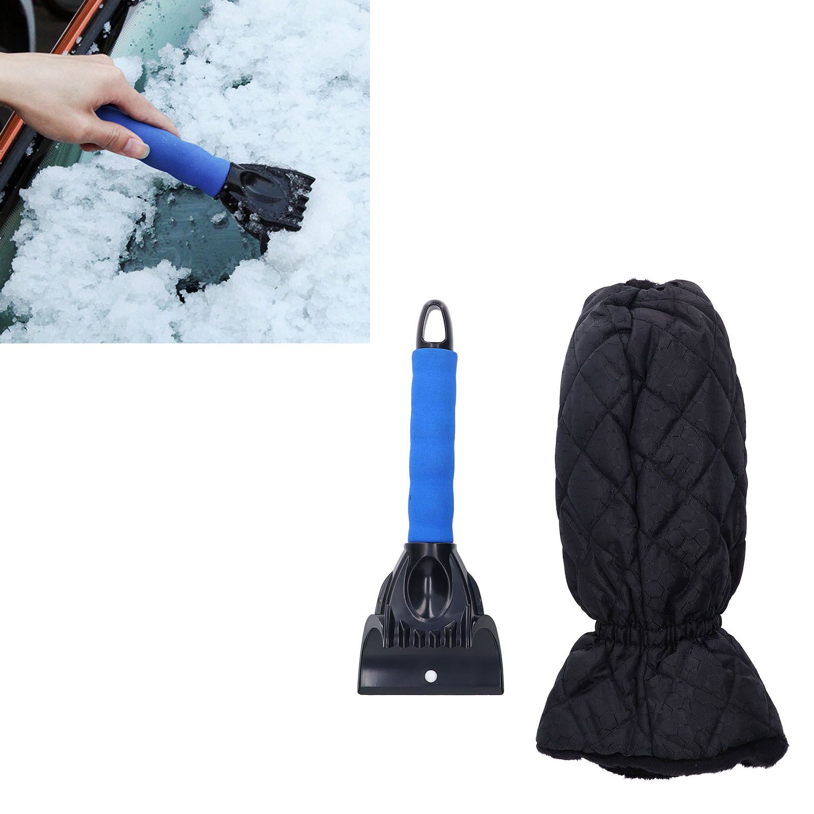 Waterproof Ice Scraper Mitt 2 in 1 Design Elastic Band Design Easy to Hold view 12