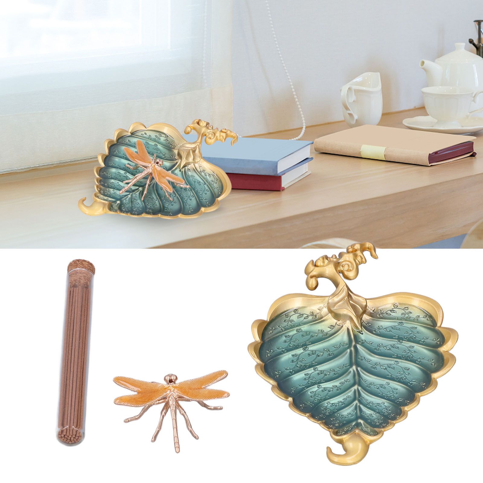 Incense Stick Holder Bodhi Leaf Incense Decorated Plate for Living Room Home view 12