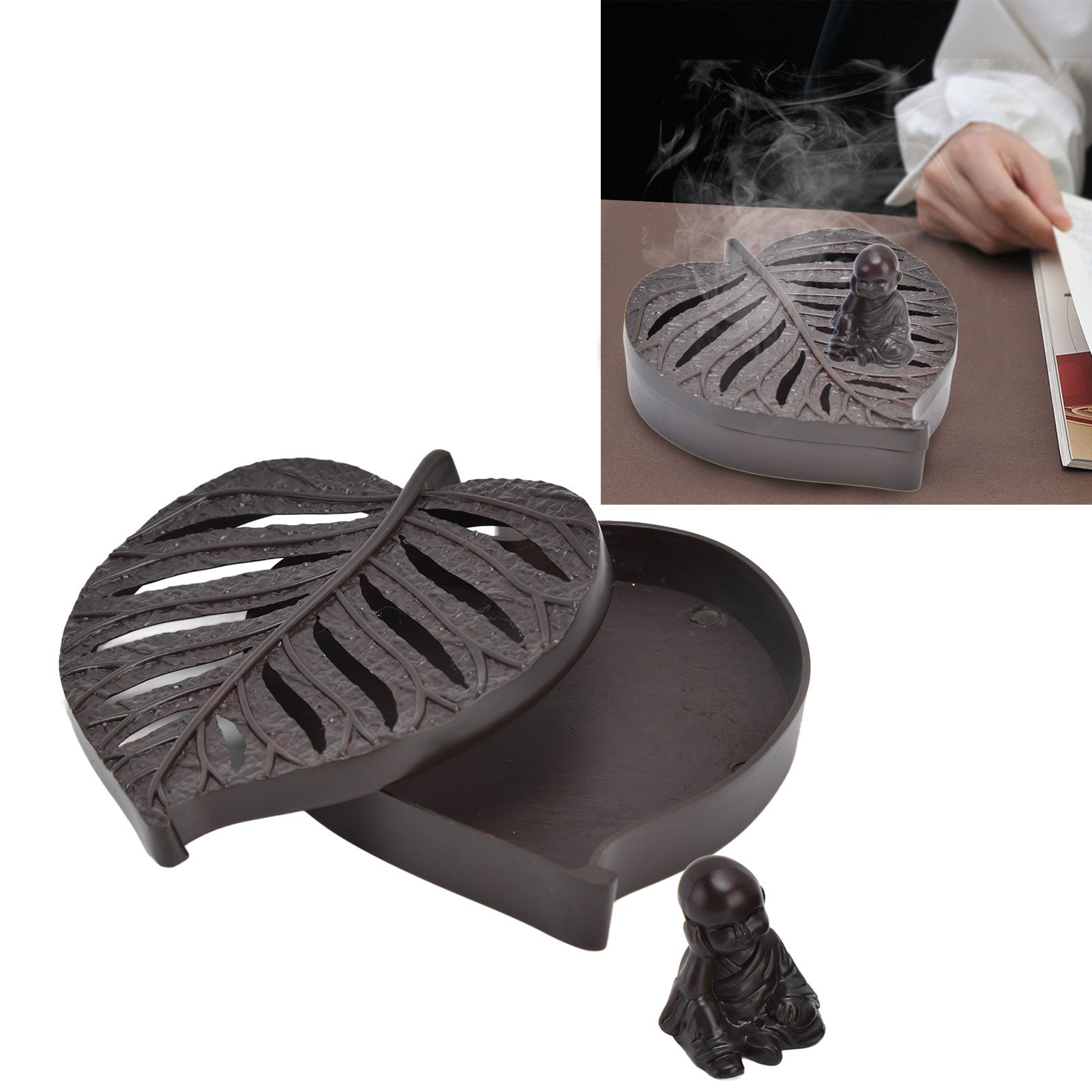Incense Holder Burners Leaf Shape Mini Exquisite Durable Easy Clean Relieve view 12